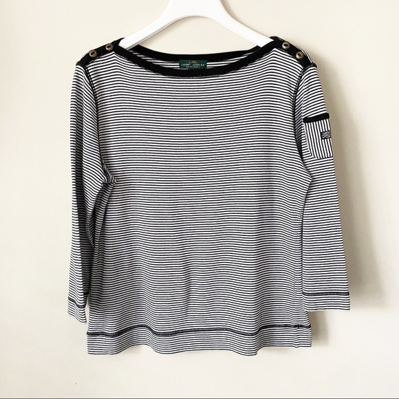 Lauren Ralph Lauren Nautical Tee Long Sleeves L - Picture 1 of 8